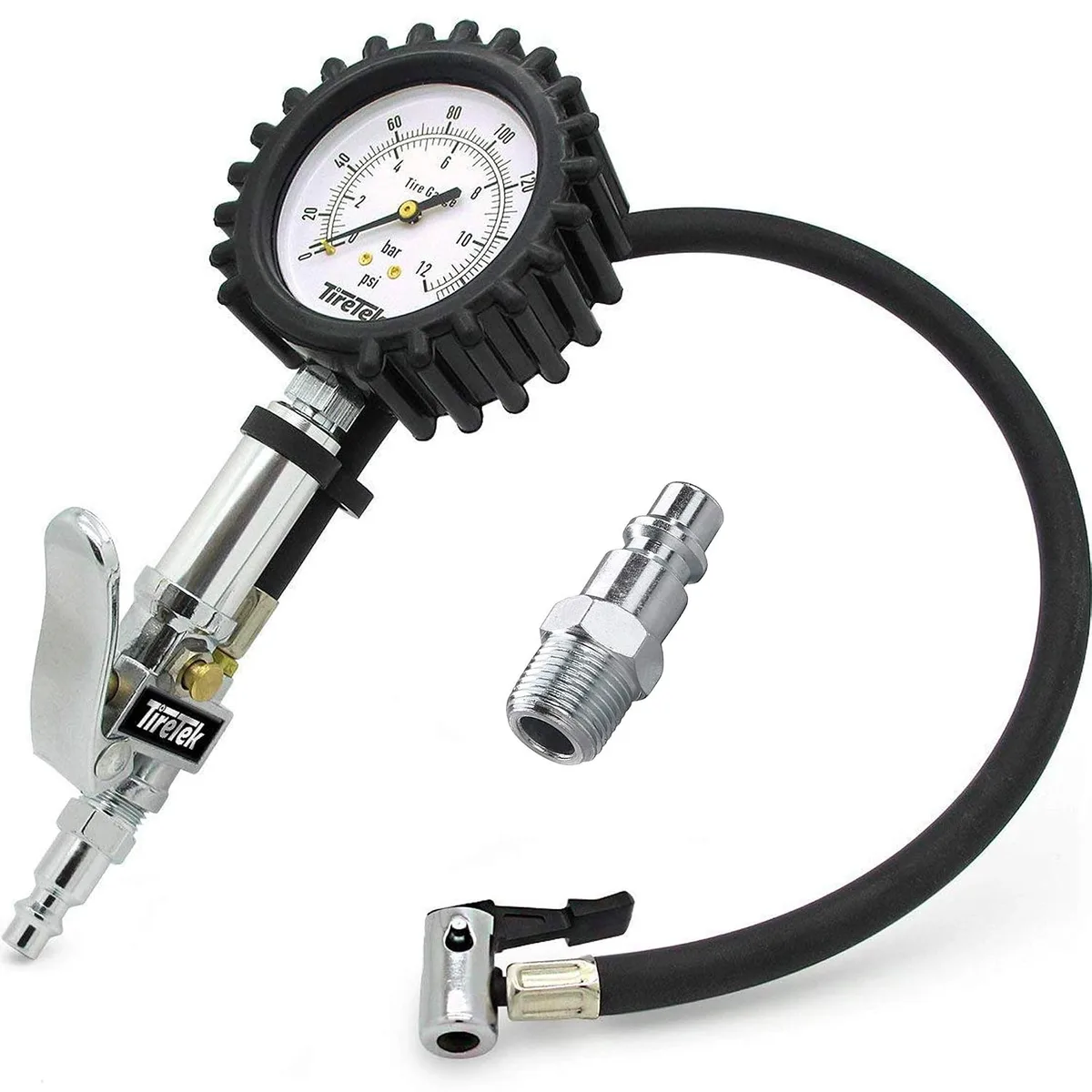 pressure gauge and Schrader valve