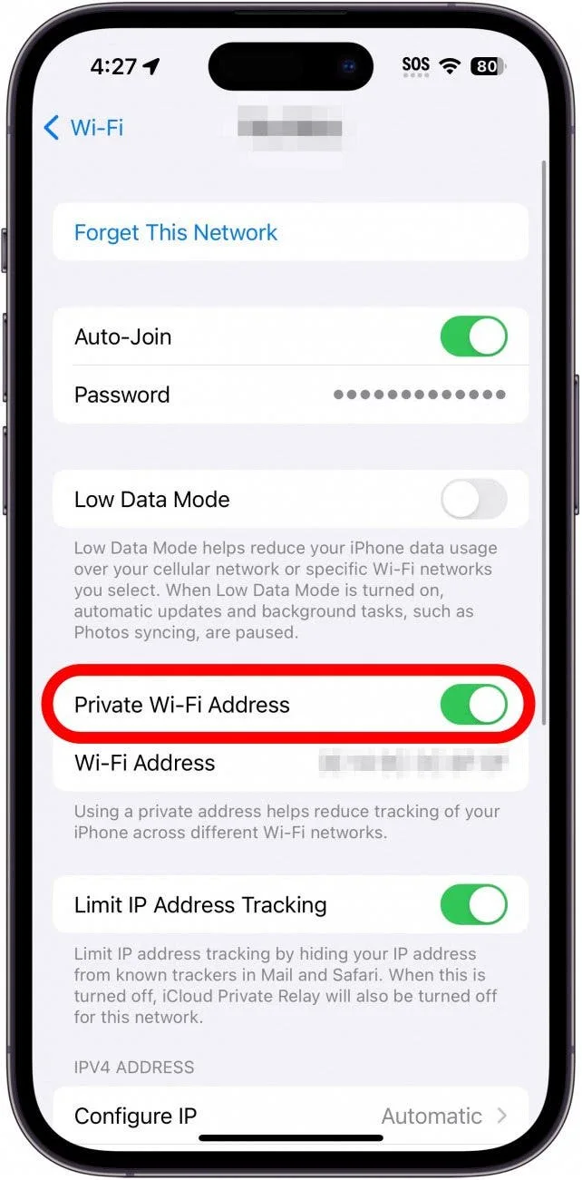 Private WiFi Address (iOS)
