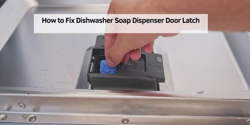 Rinse aid dispenser door spring latch