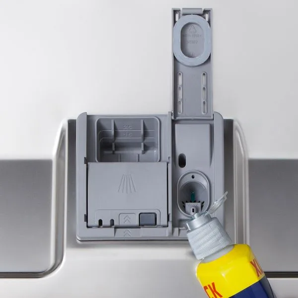 Rinse aid fill port cleaning