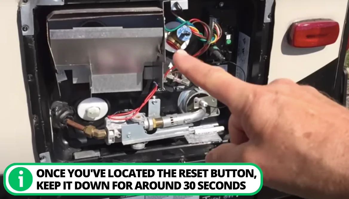 RV water heater reset button