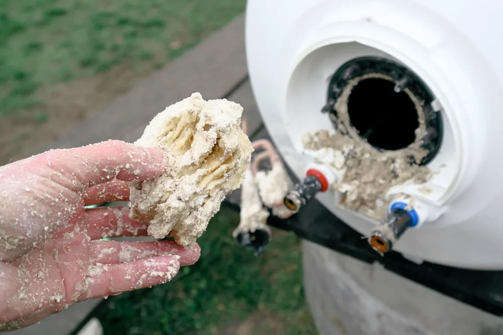 Scale buildup / hard water deposits in boiler