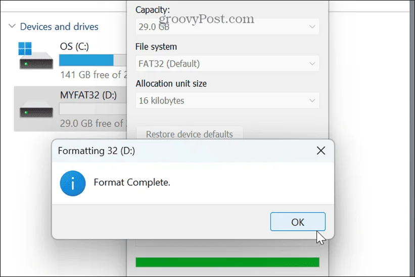 SD card FAT32 format