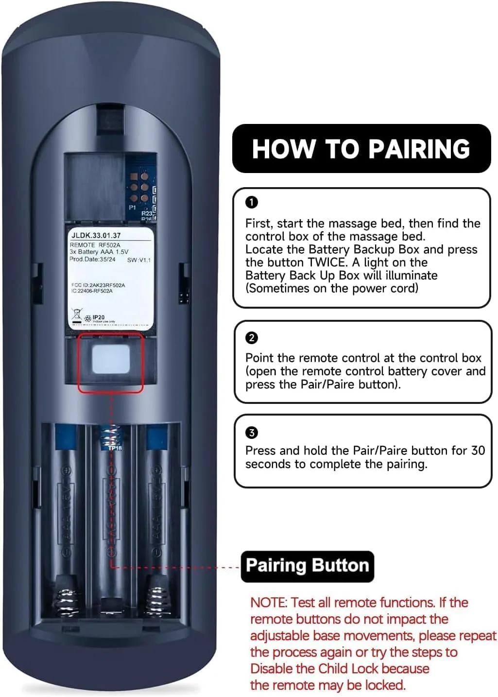Serta remote battery compartment