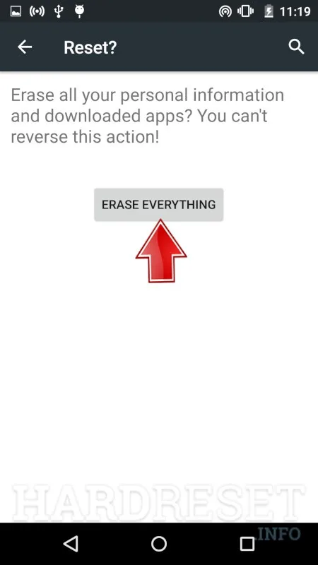 Settings menu reset