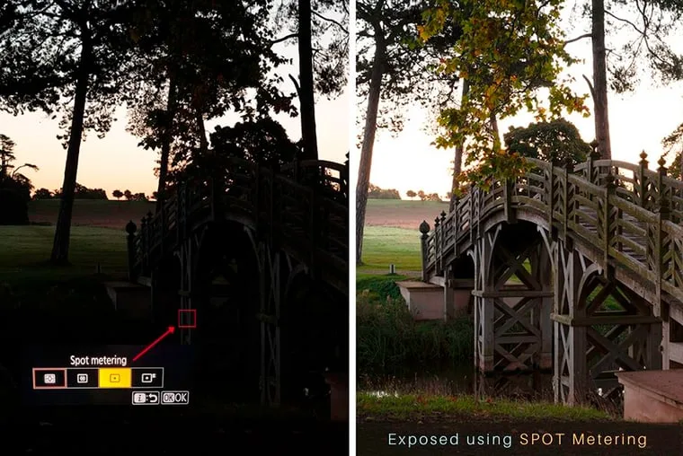 spot metering on wrong area