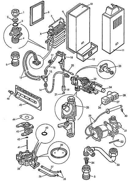 Tankless water heater components diagram