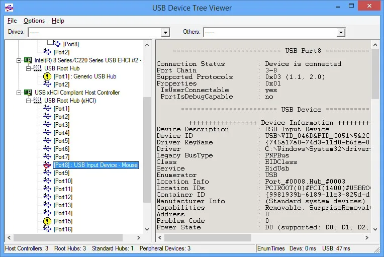 USB device tree viewer