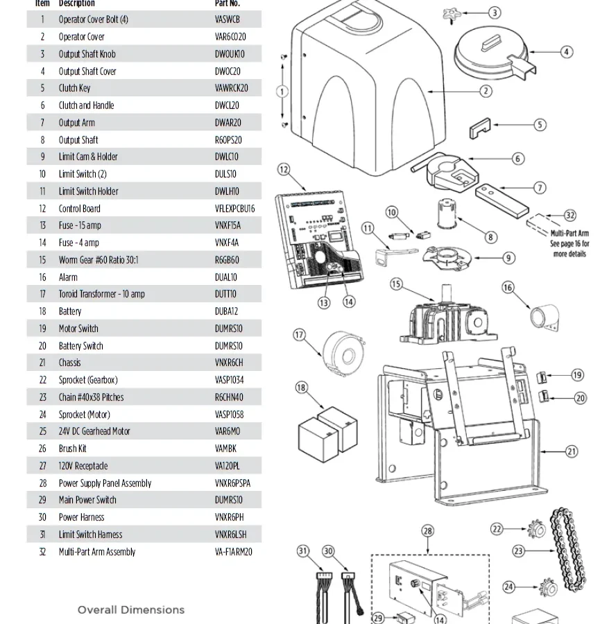 Viking gate operator internal parts