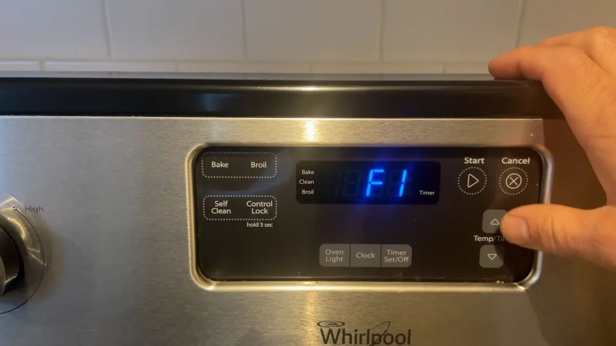 Whirlpool oven error code display