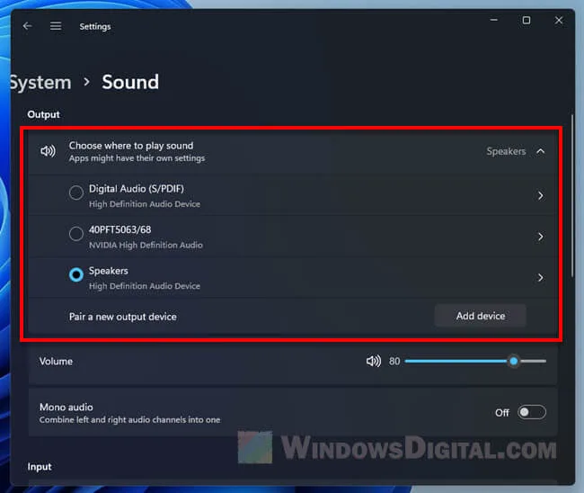 Windows sound settings C920