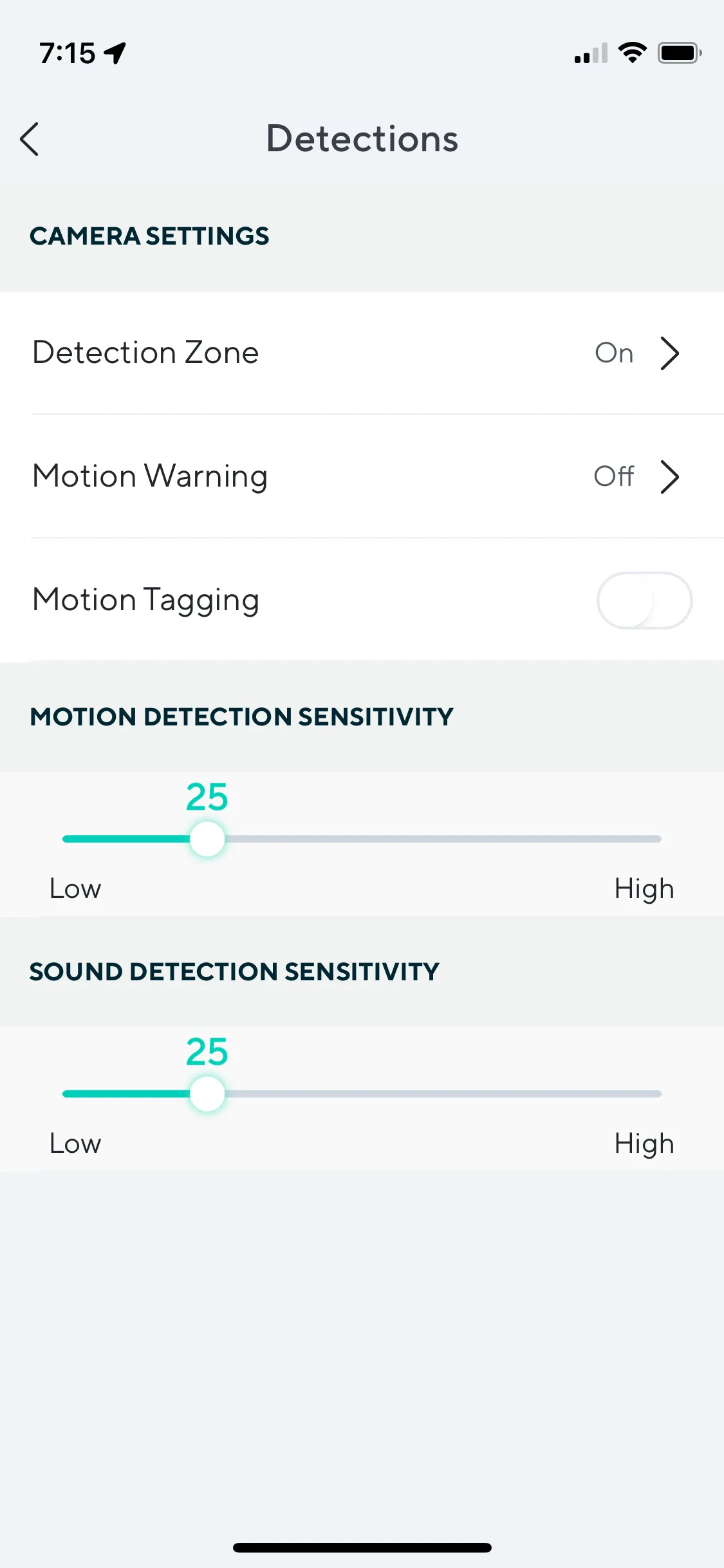 Wyze motion sensitivity slider